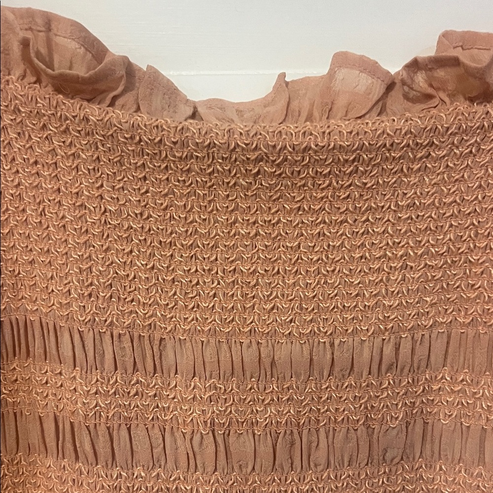 Capulet Tan Mini Dress with Ruffle Details - Picture 2 of 5